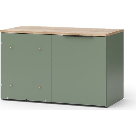 Eckkommode Wido, Grün, 80 x 50 cm mit Tür, Vicco