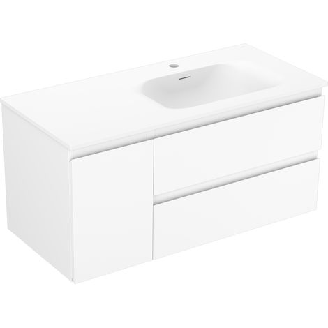Mexen Orio meuble de salle de bain 100 cm avec lavabo Vela à droite, 2S, 1D, blanc mat - 91A13-10047-3-BBFFFF01-W23P01 (1/5)