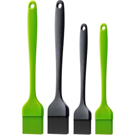 Pinceles de silicona para repostería, adecuados para hornear, cocinar, asar a la parrilla, untar aceite, mantequilla, salsas, etc. (paquete de 4)