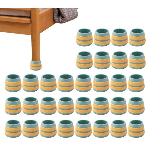 Protectores para patas de sillas, 32 piezas, deslizadores de silicona para muebles, reducción de ruido, antiarañazos - para patas de taburetes en suelos de madera para mesa de comedor, sofá, cama, sal