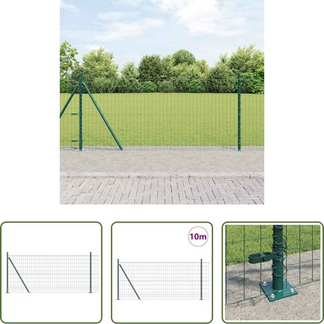 Terrassenzaun - Zaun mit Pfosten Grün 0,8 x 10 m Stahl und PVC (1/5)
