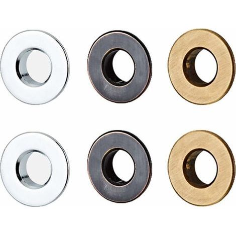Linghhang – Lot de 6 anneaux de trop-plein en laiton – Finition chrome et patine noire – Diamètre 30mm pour évier de salle de bain ou cuisine (1/5)