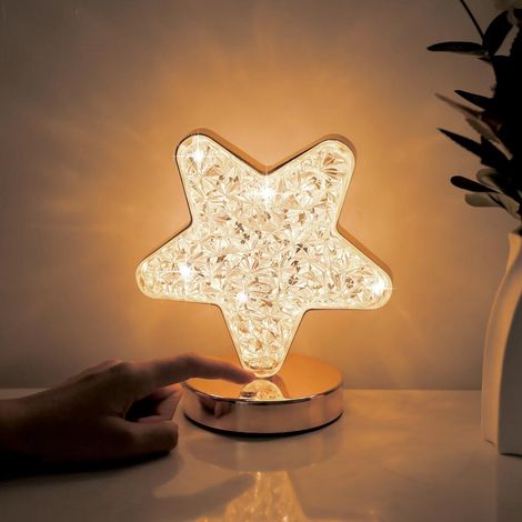 Lampe Étoile, Veilleuse Mignonne pour Enfants, Sans Fil Rechargeable, Gradateur Tactile avec 3 Modes de Couleurs pour Salon, Chambre, Déco de Noël (1/5)
