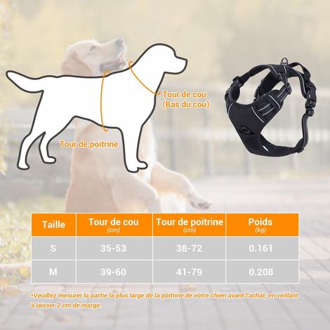 Harnais pour Chien Réglable et Respirant avec Poignée et Bandes Réfléchissantes pour Promenades en Toute Sécurité
