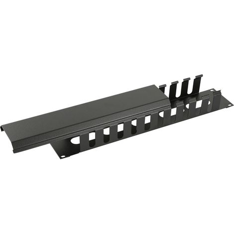Lanview 2U 19" Kabelmanagement-Panel, schwarz, mit Schiebeabdeckung, RAO405BL