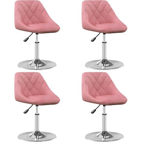 vidaXL Sillas de comedor giratorias 4 unidades de terciopelo rosa (1/5)
