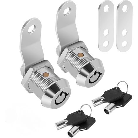 Lot de 2 verrous de boîte à outils avec clés,serrure d'armoire de 5/8 cm à clé identique,serrure de rechange pour boîte aux lettres,porte de rangement de camping (1/5)