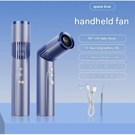 Mini ventilateur portable 2 en 1 avec lumière, affichage numérique, à suspendre autour du cou, style rouge à lèvres, lampe torche intégrée