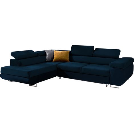Ecksofa, links umwandelbar, 4-Sitzer, Wilson Velours Blau