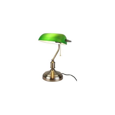 Lampe de bureau vintage verte en opaline – Douille E27 jusqu'à 60W – Socle lesté pour stabilité – Abat-jour orientable 360°(Aucune source de lumière) (1/5)