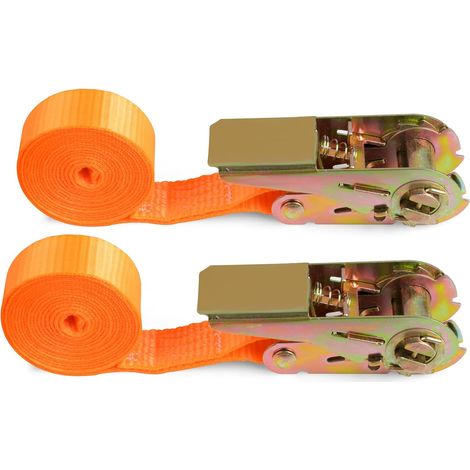 2 Pièces Sangles d'Arrimage, Sangle de Tension à Cliquet très Résistante, Sangles de Tension Réglables pour Motos, Remorques, Chargement, Barres de Toit, Kayak (1/5)