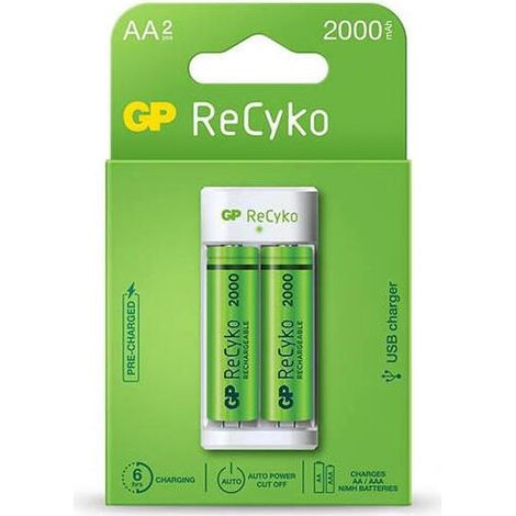 GP Batteries Cargador USB GP para 2 pilas AA/AAA + 2 pilas AA 2100mAh G535 (1/3)