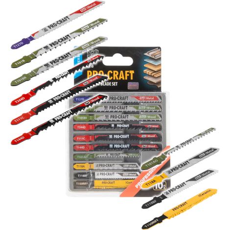 Juego de hojas para sierra de calar Procraft JB10, 10 piezas, de 1 a 50 mm, para madera, metal y cerámica (1/5)
