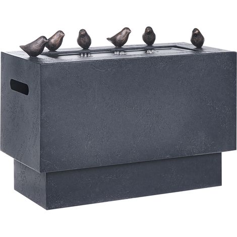 Fuente de jardín para exteriores con cascada conexión eléctrica LED pájaros decorativos de metal negro Ferrera
