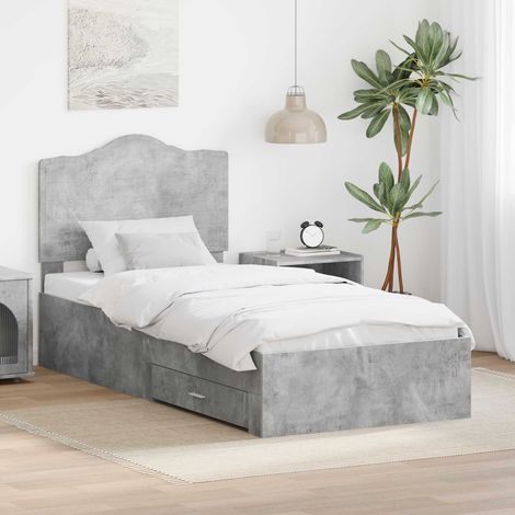 Estructura de cama con cabecera Gris Concreto 90 x 200 cm
