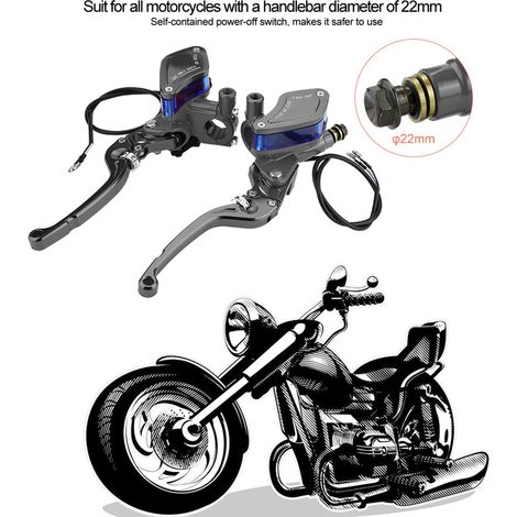 22 mm CNC-gefräste hydraulische Bremsstange aus Titan, universelle Motorrad-Bremspumpe mit Einstellknopf, verstellbarer Bremssattel, Motorrad-Zubehörset (1/5)