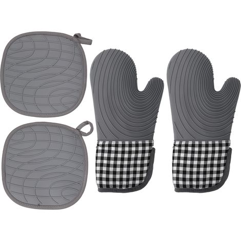 Gant De Cuisine En Silicone - Résistant À La Chaleur Jusqu'à 250 °C - Antidérapant Et Imperméable - Pour Four Micro-ondes Et Cuisinière - Par 2 (1/5)