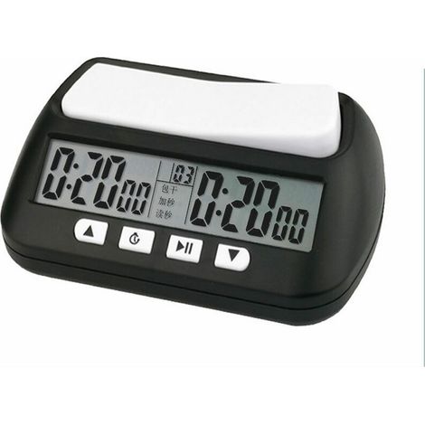 Orologio da scacchi professionale elettronico da tavolo gioco da competizione contatore del tempo conto alla rovescia compatto, nero (1/5)