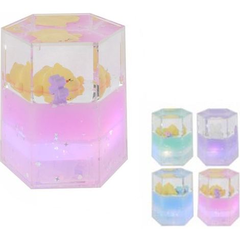 TrAdE Shop Traesio - Decorazione Statuetta Forma Esagono Luminosa Musicale Con Figure Ornamenti Regalo 73799 - (1/2)
