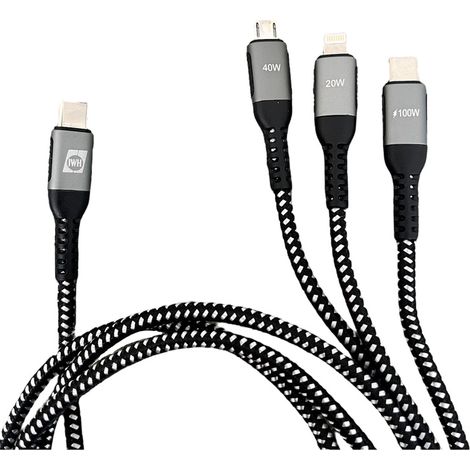 IWH USB-Ladekabel   USB-C®, USB-Micro-A Buchse, Apple Lightning Stecker 1.20 m   019057