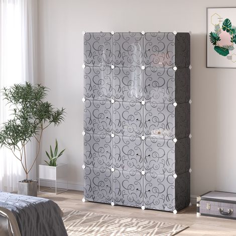 Armario modular DIY con cubos de almacenaje negro 111 x 47 x 183 cm (1/5)