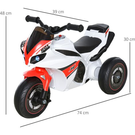 Elektrisches Kindermotorrad mit Sound- und Lichteffekten, rot-weißes Design, Aufbewahrungsbox (1/5)