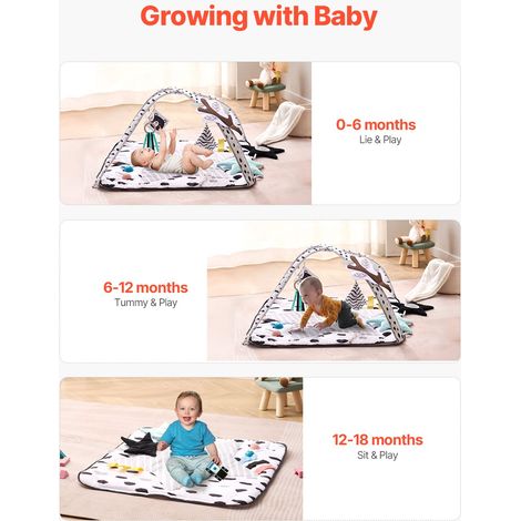 Tapis d'Éveil Bébé, 875 x 875 mm, Tapis de Jeu d'Activité avec Jouets Sensoriels, Tissu Doux, Bon Développement Sensoriel et Moteur… (1/5)