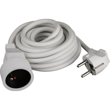 Rallonge Électrique - 1,90 M - 3x1 Mm² - 2P+T 16 A - Intérieur - Blanc (1/2)