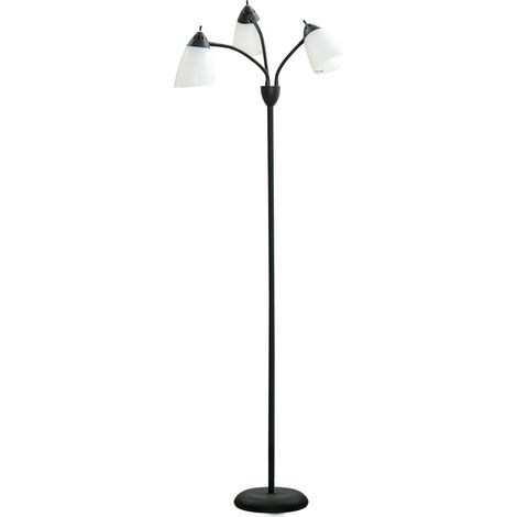 Arc Tree Floor Lamp with 3 Adjustable Rotating Lights, Industrial Standing Lamp with Steel Frame for Bedroom Living Room, 155cm, Black