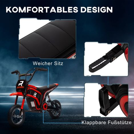 Elektro-Motorrad für Kinder, 24V Kindermotorrad mit Hupe, Leuchte, mit Drehgriff-Gashebel, 8-16 km/h, 8-12 Jahre, Ro (1/5)