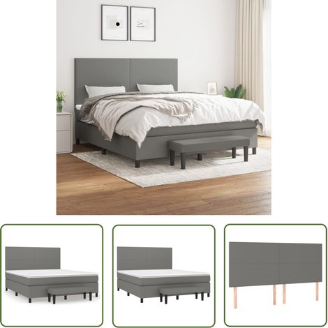 The Living Store Boxspringbett mit Matratze Dunkelgrau 160x200 cm Stoff - Boxspringbett - Doppelbett - Bettenrahmen - Matratze - Bettwaren (1/5)