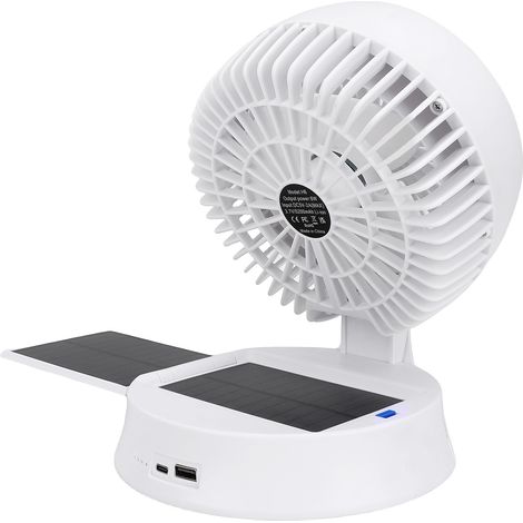 Ventilatore solare con luce LED: 4 velocità del vento, 3 livelli di luminosità, angolo regolabile, pieghevole per campeggio all'aperto. (1/5)