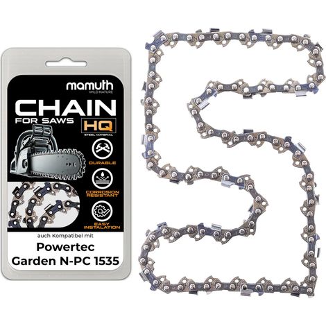 Chaîne de scie 35cm 1,3mm 3/8'' 52 TG pour Powertec Garden N-PC 1535 (1/4)