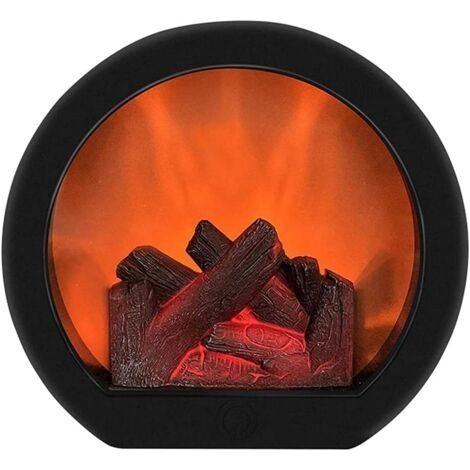 Lanterne de cheminée LED avec interrupteur tactile, simulation de lampe de bureau à flamme réaliste, fonctionne avec piles/USB, noir (1/4)