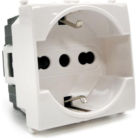 Presa schuko unel 3.0 gem compatibile con vimar plana 14210 16a bianco - 614b gem-f614bi