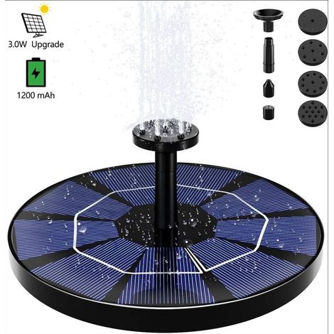 Schwimmender Solarbrunnen für den Außenbereich, 3 W Solar-Teichpumpe mit 6 Düsen für Vogelbad, Aquarium, Gartenbrunnen