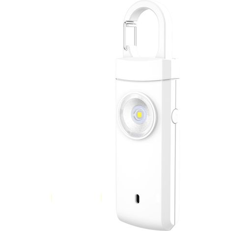 Alarme de sécurité personnelle rechargeable 130 dB avec lumière LED - Porte-clés d'alarme d'urgence anti-loup blanc - alarme anti-agression (1/4)