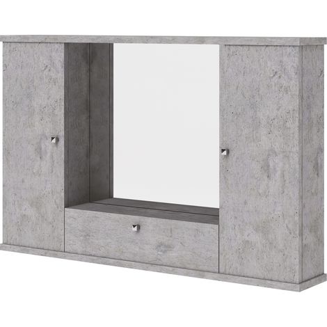 Mobile specchiera bagno grigio cemento 2 ante c-ribalta h.61x93x14 cm (1/3)