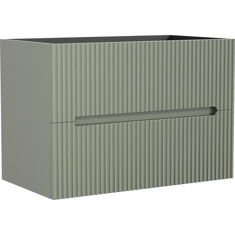 Meuble sous vasque suspendu strié vert - 80 cm - PAVANI