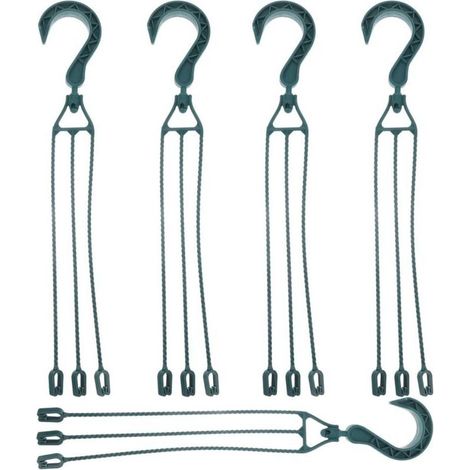 5 paquets Chaîne de suspension en plastique pour Pots de fleurs, crochet de panier suspendu rotatif à 360 °, support de Pot de fleur (vert)