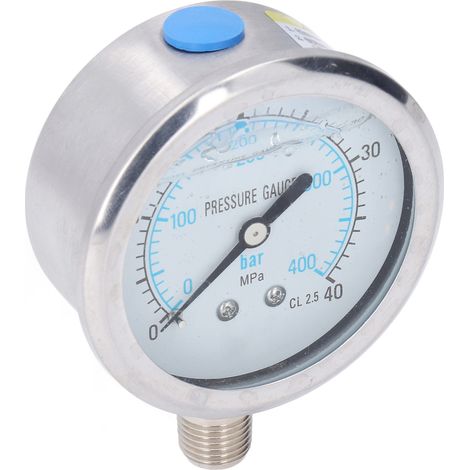 Vakuummeter mit transparentem Zifferblatt, Edelstahlgehäuse, für industrielle und private Anwendungen, 1/4 NPT-Anschluss, Messbereich 0-40 MPa, robustes Manometer. (1/5)