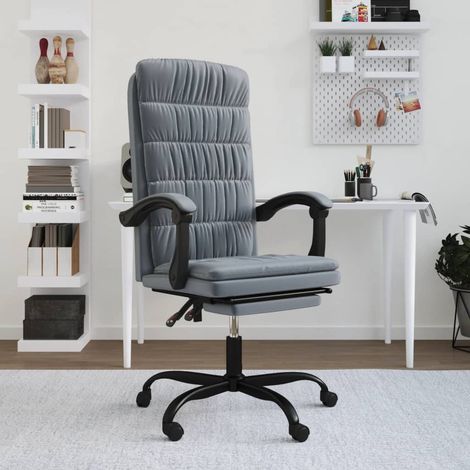 Chaise de bureau inclinable Fauteuil gamer - Chaise d'ordinateur Gris foncé Velours BV194991 - BonneVie (1/5)