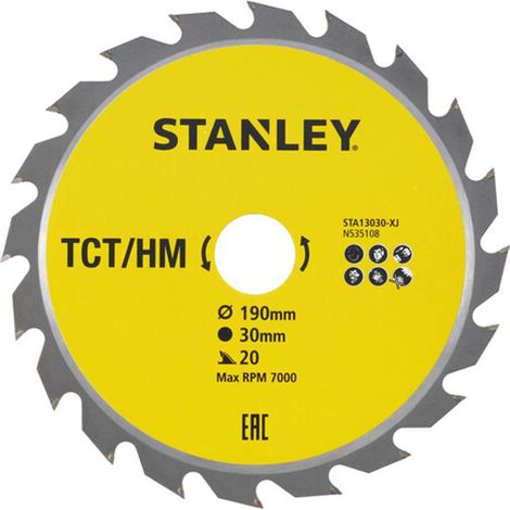 Stanley lama della sega circolare - 'TCT' 190 mm (1/2)