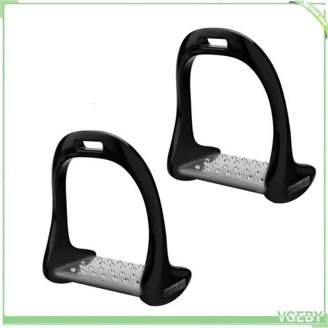 Étrier d'équitation - FAFEICY - Aluminium - Antidérapant inox - 1220 g/paire - Noir (1/5)