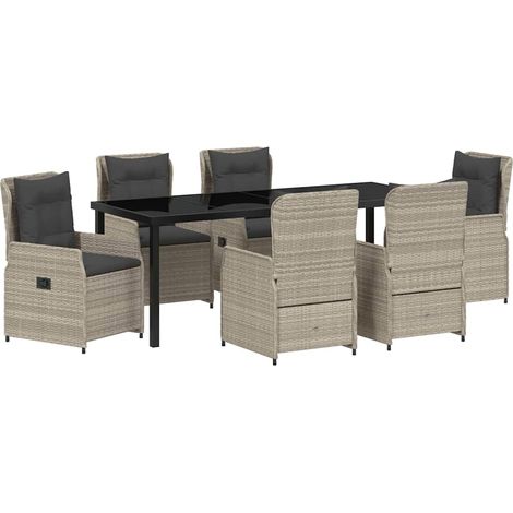 Maison Exclusive - Set da Pranzo per Giardino 7 pcs Grigio chiaro polyrattan