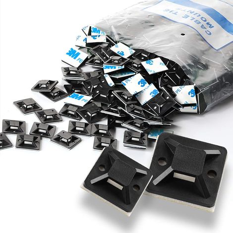 3M-kompatible Basishalterung mit Sicherheitsbügel für das Kabelmanagement zu Hause und im Büro (19,5 mm x 19,5 mm, schwarz, 100er-Packung)