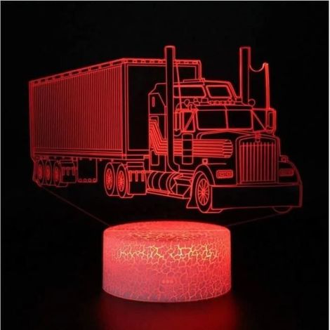 3D Camion Tracteurs LED Lampe d\'illusion Optique veilleuse 3D Décoration Chambre Lampe de bureau à télécommande tactile 7 couleurs (1/4)