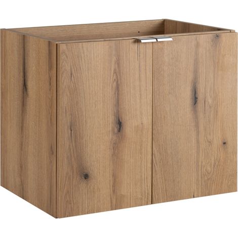 Meuble sous vasque suspendu 2 portes NOVA OAK 80 cm en chêne (1/5)