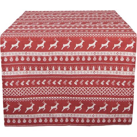 Chemin de table rouge en coton 50 x 140 cm pour décoration de table de salle à manger - PANGIVO (1/4)