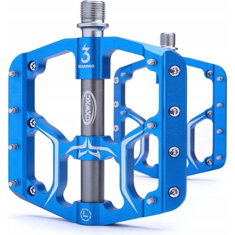 Pedali per bicicletta a piattaforma in alluminio CXWXC a 7 perni, blu, lavorati a macchina. (1/5)